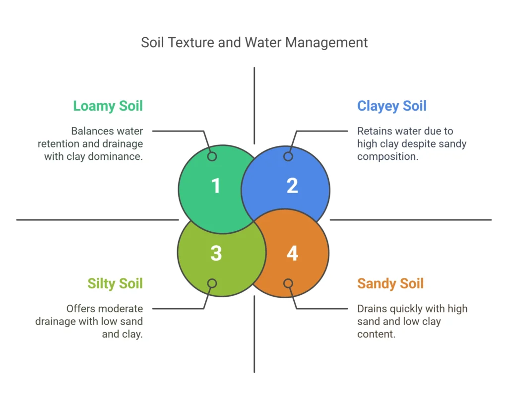 Which soil property determines its ability to retain and drain water?