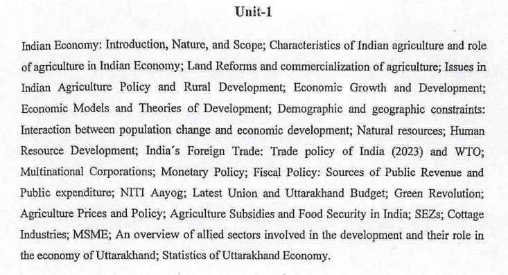 UKSSSC ADO Syllabus 2025 For Part- A
