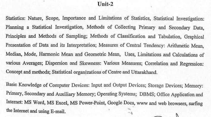 UKSSSC ADO Syllabus 2025 For Part- b