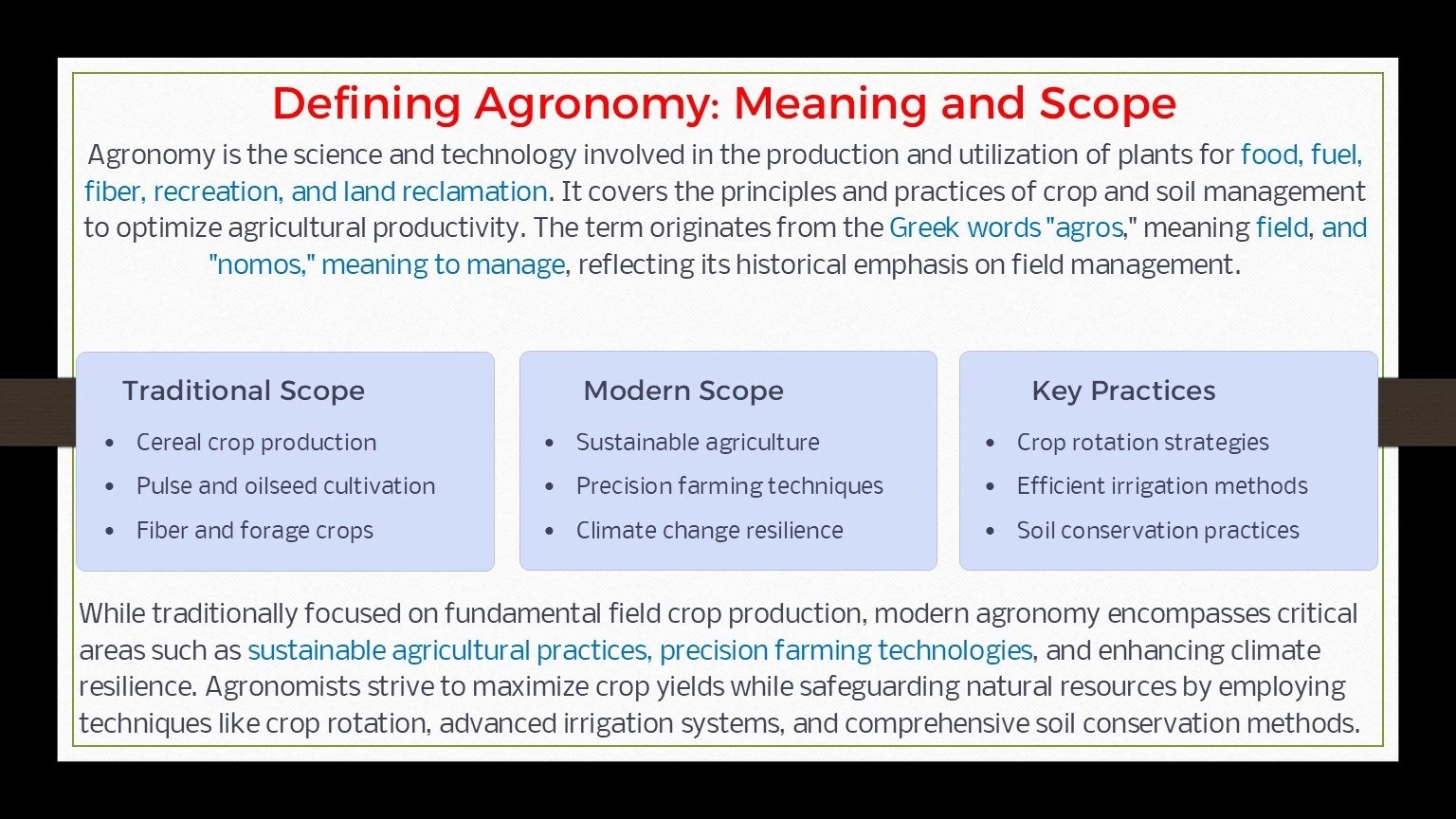 What is agronomy in detailed ppt