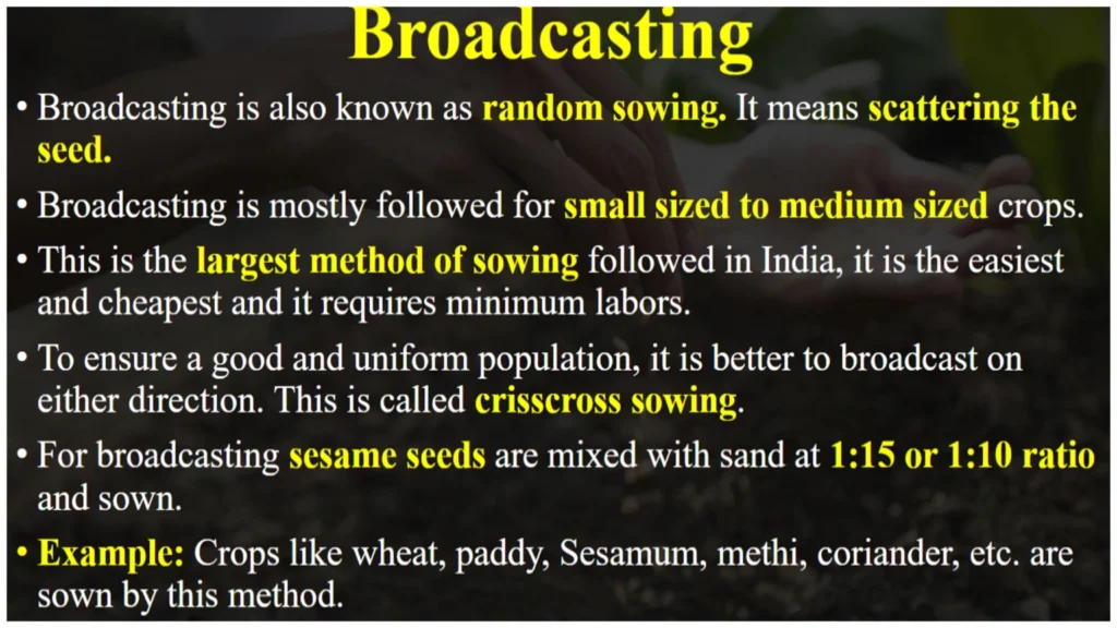 Sowing method- broadcasting