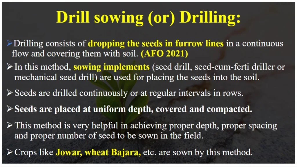 Sowing method- drilling