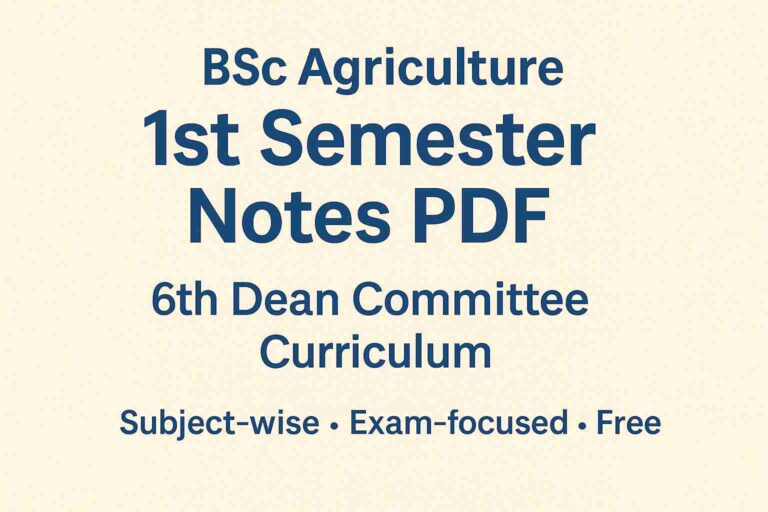 BSc Agriculture 1st Semester Hindi Notes PDF