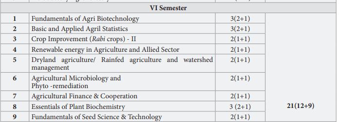6th semester all subjects names